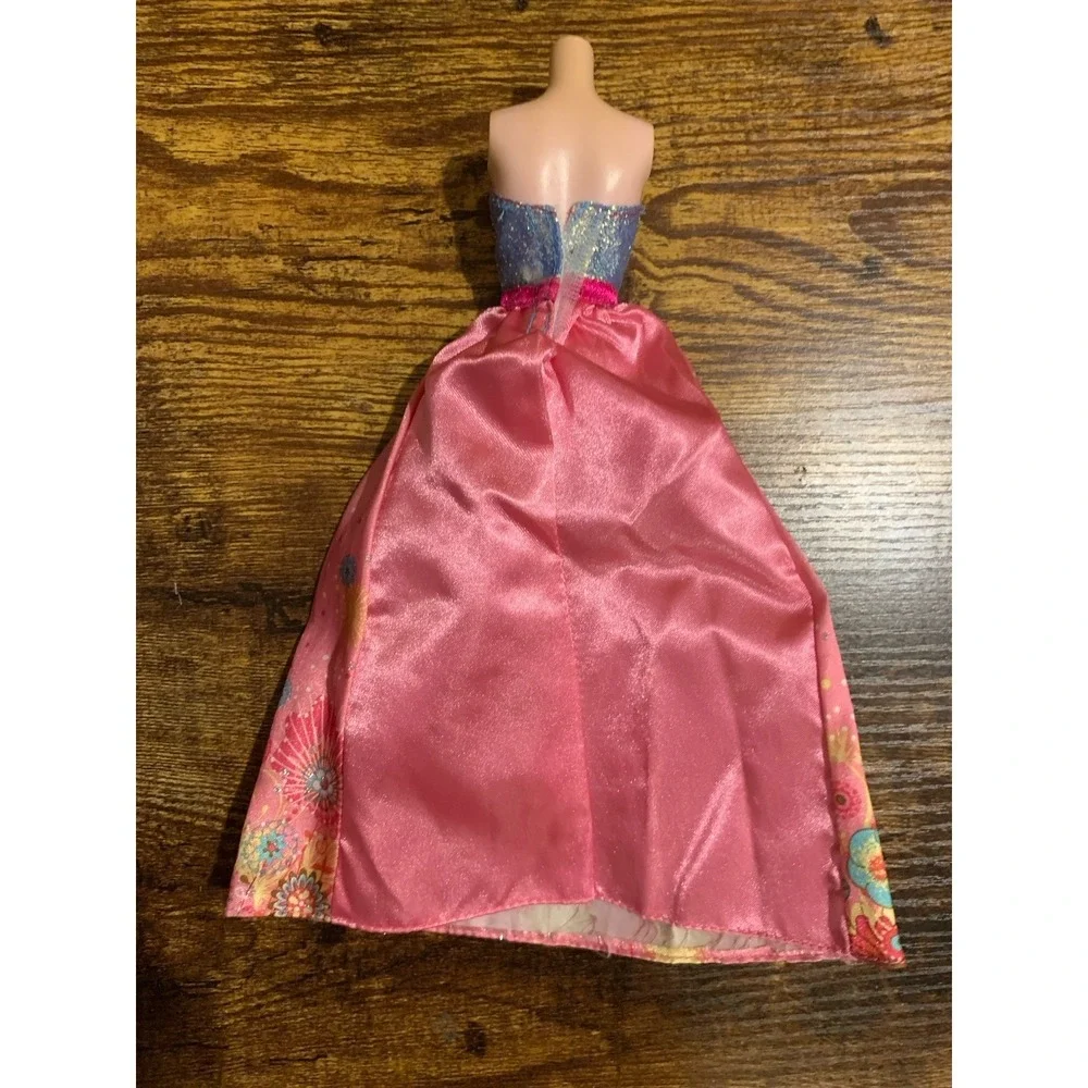 2010 Mattel Barbie Cut N Style Princess Replacement Doll Long Gown Pink Dress